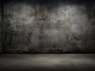 Foto op Aluminium Background texture features grungy dark concrete wall and wet floor © Llama-World-studio