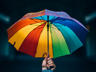 Holding a colorful umbrella symbolizes saving money and protection
