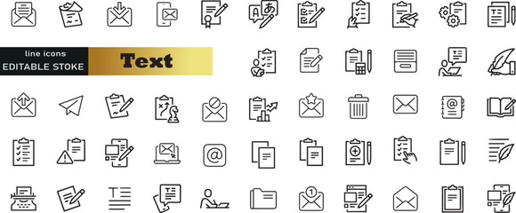 Text web icons in line style. Words, read, copywriting, collection. Vector illustration.
