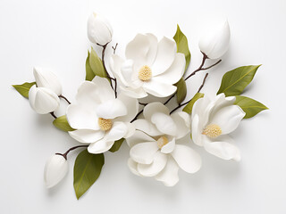 Obraz premium A wooden background provides a rustic contrast to the delicate beauty of a magnolia flower