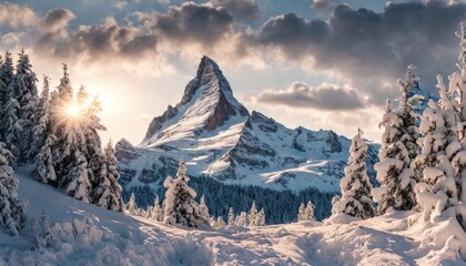 Träumerische Winterlandschaft im Gebirge