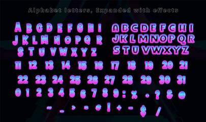 Set Of Retro Y2k Night Vibe Alphabeticals Letter Editable Text Effect