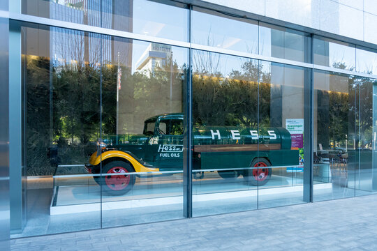Houston, Texas, USA - April 4, 2024: A vehicle displaying in Hess office in Houston, Texas, USA. Hess Corporation Exploration and Production is an American global energy company.