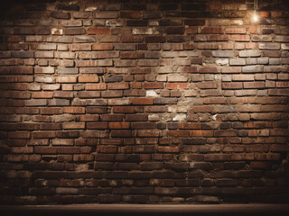 Rough brick wall texture illuminated by a spotlight