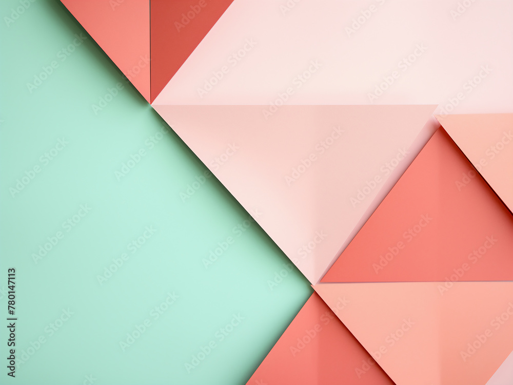 Poster Geometric backdrop in pink and mint green hues with paper frame