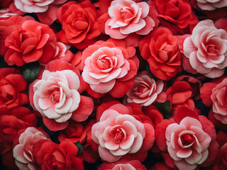 Fototapeta premium Beautiful natural begonia flowers create a pattern in a garden setting