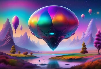 Obraz na płótnie Canvas The Enigmatic Alien Pod in a Whimsical Wonderland