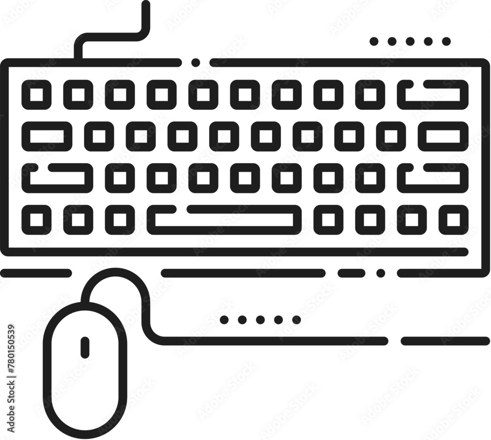 Poster electronics hardware, app development industry, computer software line icon. computer system upgrade