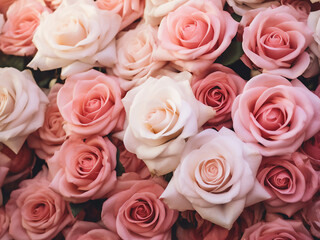 Beautiful roses in charming shades of pink and white