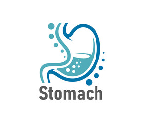 Stomach icon, isolated vector gastroenterology emblem of healthy belly organ with bubbling acid. Symbol of digestive health, internal vitality, wellness and balance. Medical gastro sign for clinic