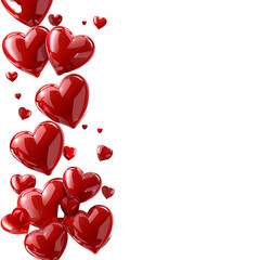 red hearts isolated on transparent background