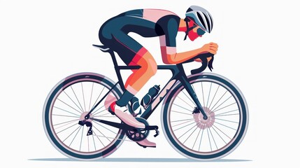 illustration of a man riding a bicycle on white background in high resolution