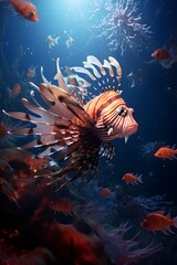 Scenarios and landscapes of the seabed. Beach and marine life. Made by AI. - obrazy, fototapety, plakaty