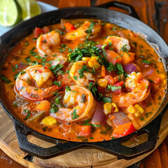 Moqueca de Camarão, a beloved Brazilian delicacy, tantalizes the taste buds with its aromatic blend of shrimp, coconut milk, and spices