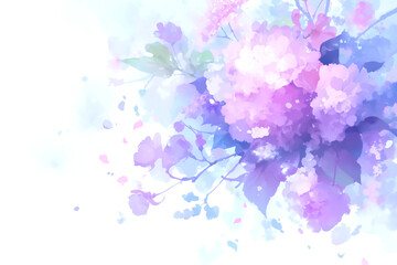 幻想的な水彩の紫陽花の花の背景イラスト