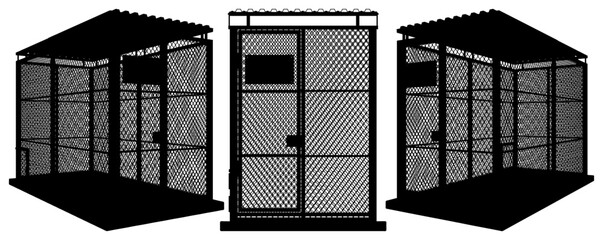 Cage Vector 02. Illustration Isolated On White Background. Animal Dog Cage. Silhouette.