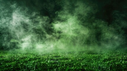 Dark green background smoke, dark ground, black poisonous smell, bad fog, smelly stadium, fog,...