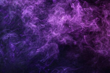 Mystical Purple Smoke Swirls in Black Void, Abstract Fog Background - obrazy, fototapety, plakaty