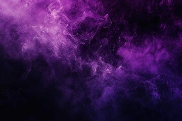 Mystical Purple Smoke Swirls in Black Void, Abstract Fog Background - obrazy, fototapety, plakaty
