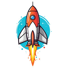 Rocket icon, Space ship launch logo