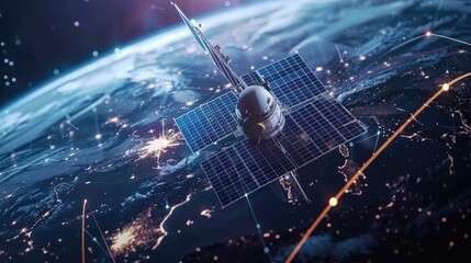 Telecommunications satellites orbiting the earth with holographic datum, future technology for...