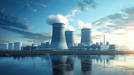 Obraz premium Thermal power plant concept, industrial area