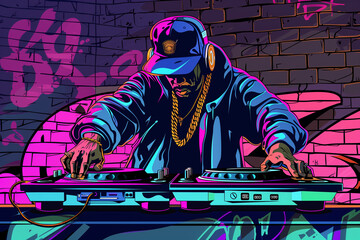 Hip hop DJ illustration