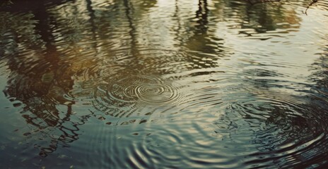 Obraz premium Raindrop Ripples on Water Surface