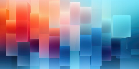 Abstract geometric background with a mosaic of blue squares and rectangles on a gradient backdrop. Suitable for technology or modern design themes. - obrazy, fototapety, plakaty