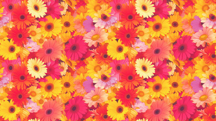 Fototapeta na wymiar Gerbera daisy spread, cheerful and bold, diverse palette