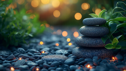 zen stones and leaf