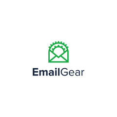 email gear simple sleek creative modern geometric unique logo design