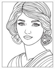 Fototapeta premium a beautiful woman with wavy hair and earrings