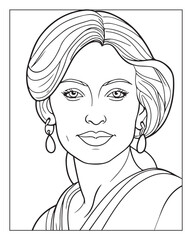 A cute women vector illustration, girls coloring pages, beautiful lady black and white vector, girls line art 
