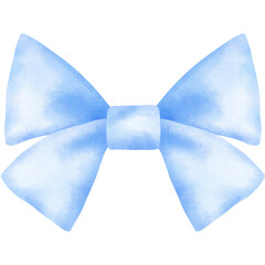 Blue coquette ribbon bow clipart, Hand drawn watercolor cute girly girl aesthetic accessory illustrtion.