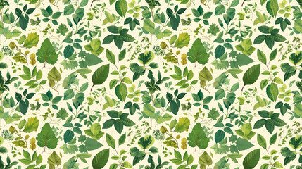 Vintage botanical prints, collage of green leaves