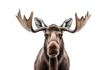 Moose head front view isolated on transparent background