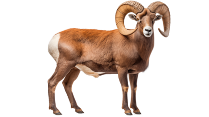 Mountain goat standing isolated on white background