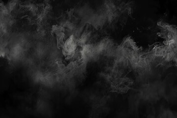 Dark, grungy smoke texture background with black night clouds, creating a haunting horror theme illustration