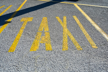 Taxi stand in the city. A sign for a taxi stand.