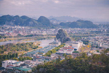 Unique and spectacular karst landforms in yangshuo, guilin, China