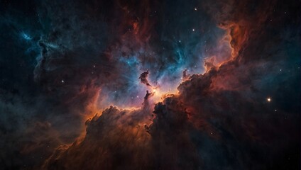 A majestic portrayal of a nebula as seen from the cockpit of a speeding spacecraft, with brilliant colors illuminating the darkness Generative AI - obrazy, fototapety, plakaty