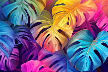 Immersive Gradient Monstera Leaf Art Photorealistic Tropical Foliage in High Definition