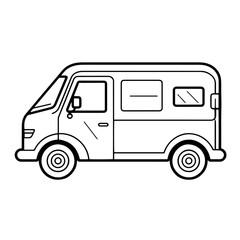 Sleek outline vector icon of a van.