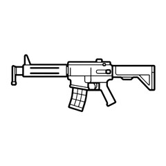 Sleek AR rifle outline icon. Explore vector graphics for firearms.