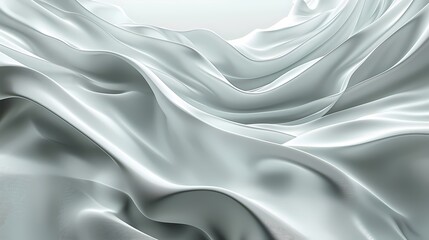 Obraz premium Abstract wave silk fabric textured gradient background, wallpaper with color theme of white and silver 