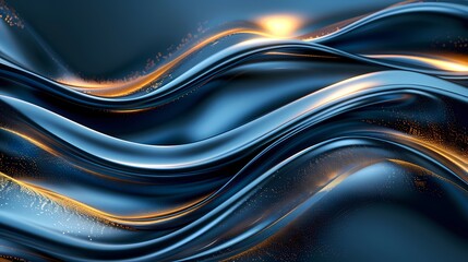 Modern Abstract curve effect in  gradient background, wallpaper with color theme of dark blue and slight gold color