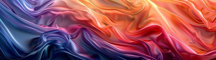Obraz premium Modern Abstract wave silk fabric textured gradient background, wallpaper with color theme of Neon purple And gold 