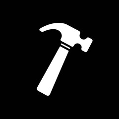 silueta blanca de un martillo sobre un fondo negro