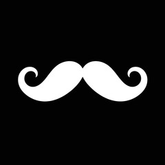 silueta blanca de un bigote sobre un fondo negro